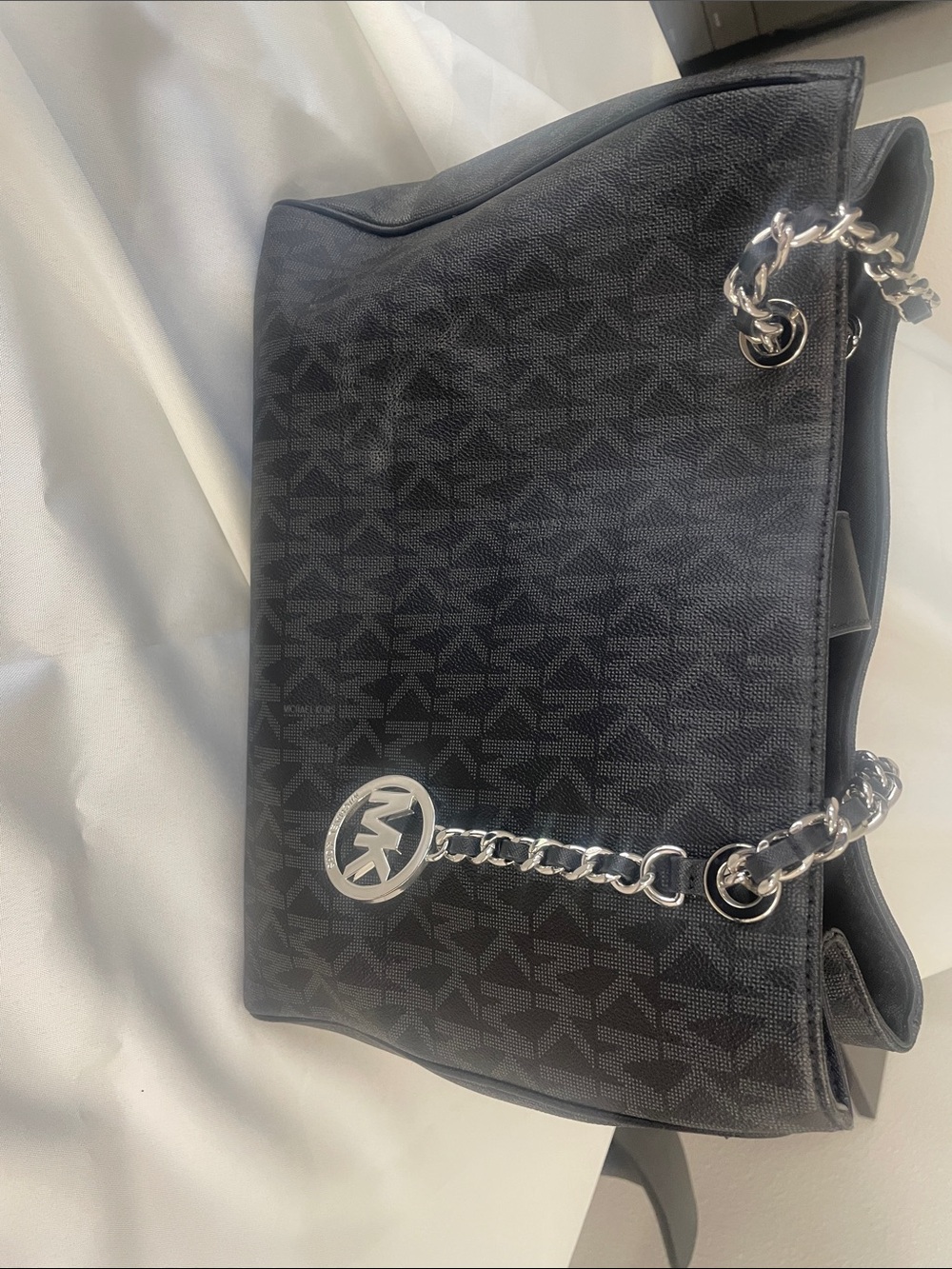 Michael Kors Black Monogram Chain Shoulder Bag